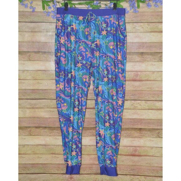 Pop Fit Cheek Boss Purple Joggers Pajama Pants Size XL Groovy Pattern Pockets - Picture 1 of 9